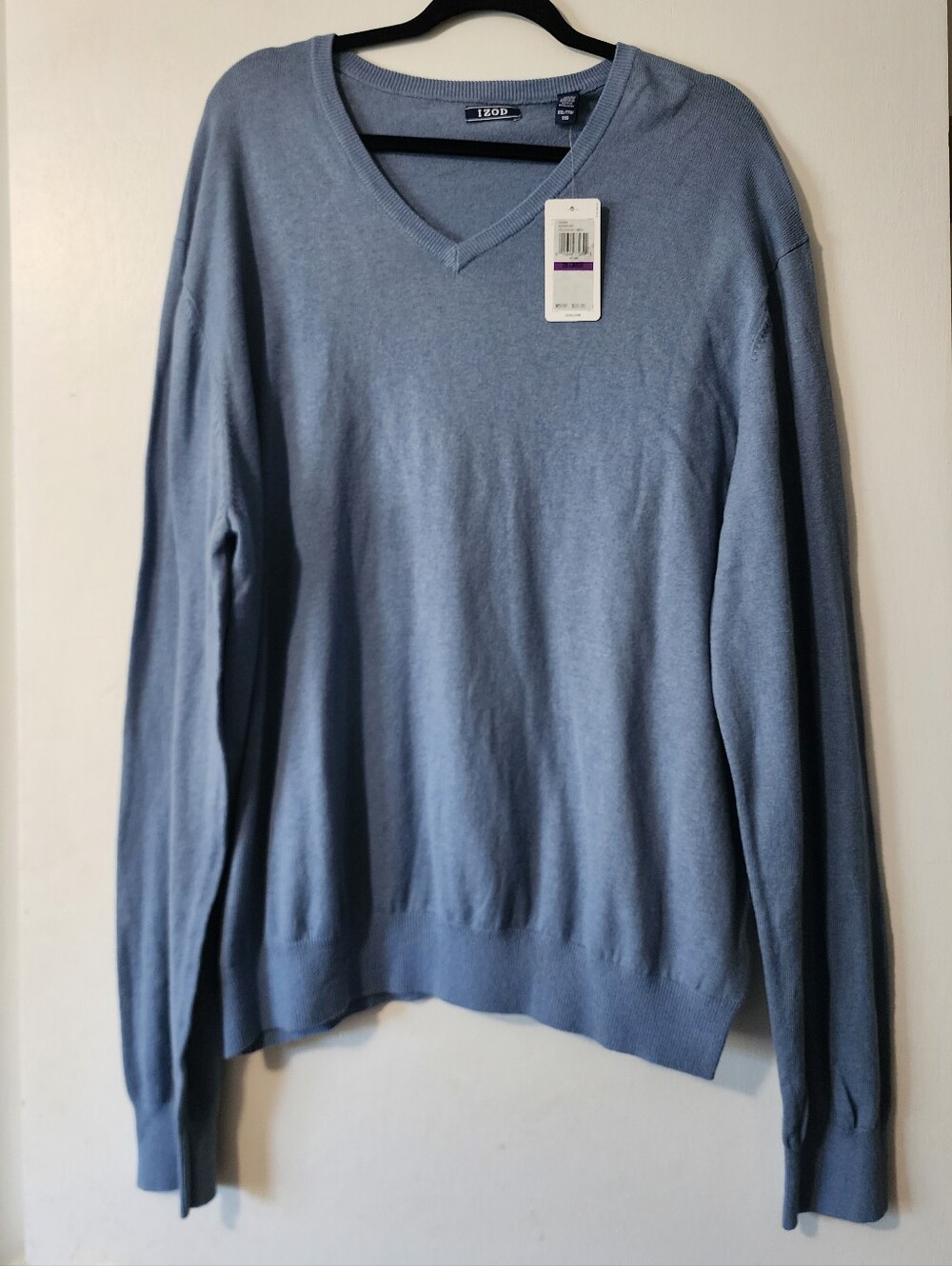 Izod Men's Dusty Ocean Blue V-Neck Fieldhouse Sweater XXL 2X NWT NEW